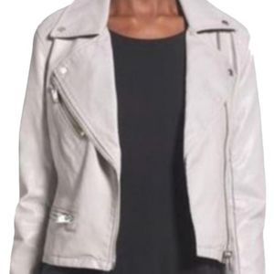 Blank NYC gray faux leather moto jacket sz M
